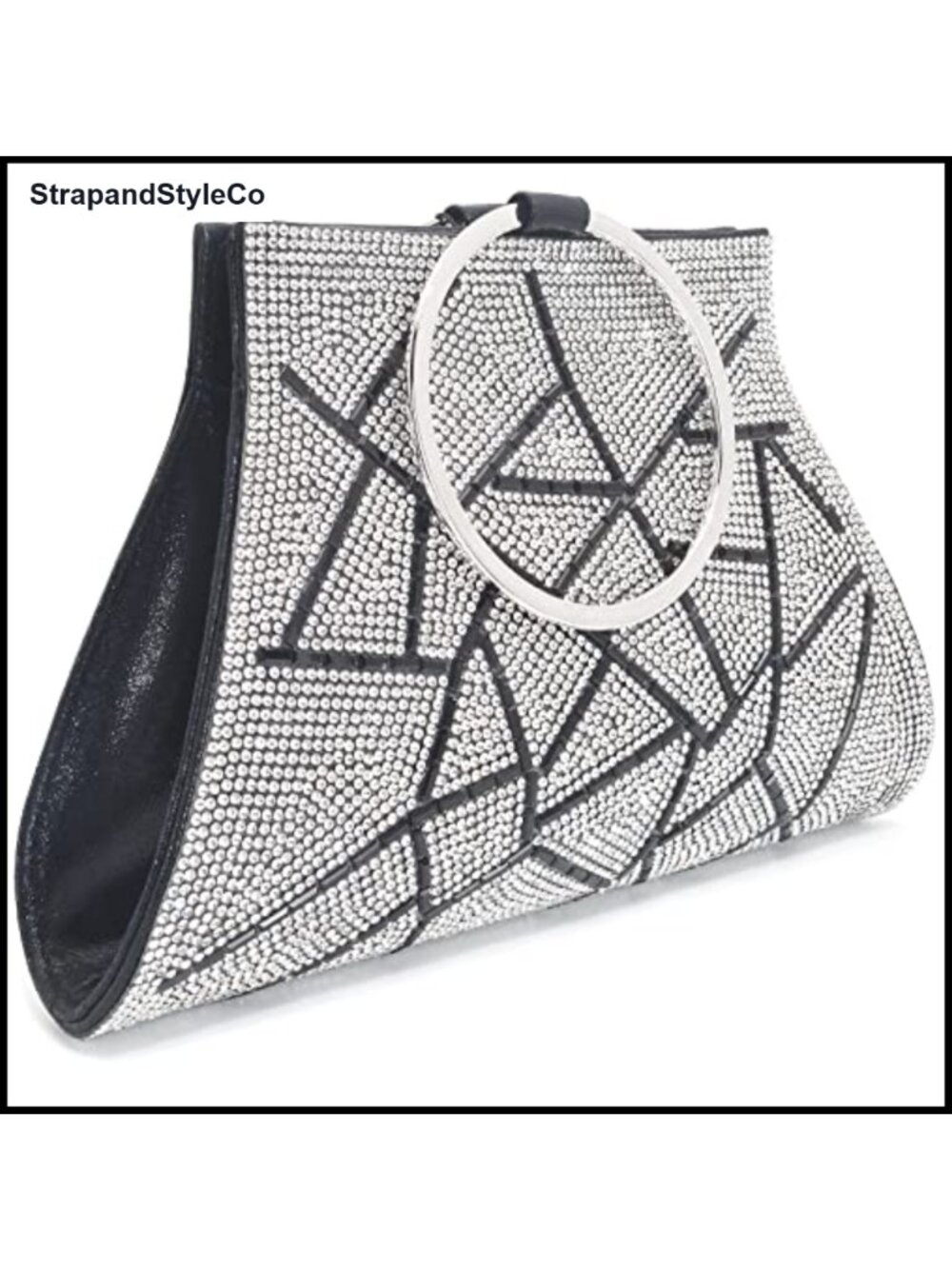 Crystal Evening Bag Wristlet Clutch Satin Lined Bridal Purse